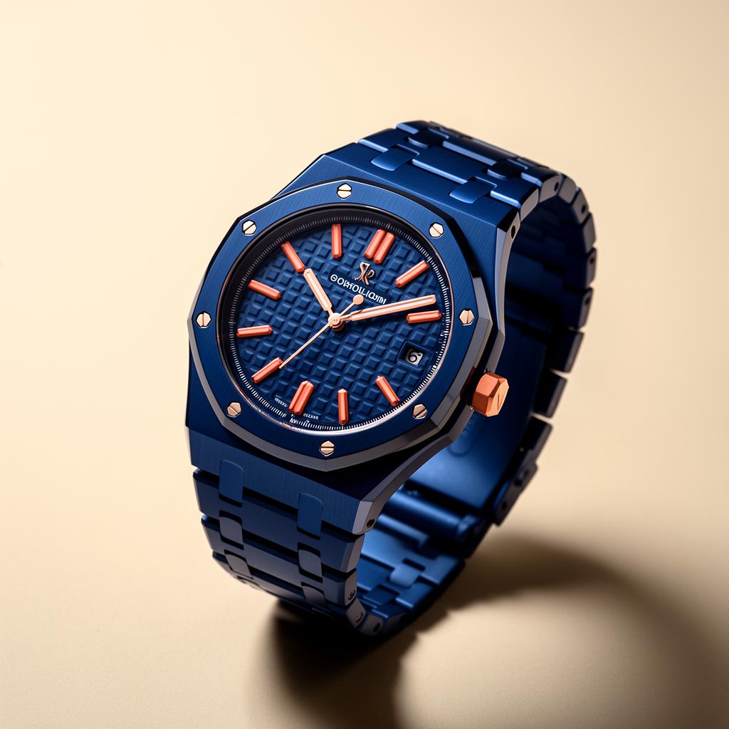 POP BAND Crown at 3 — blue ceramic bracelet on the Royal Pop wristwatch